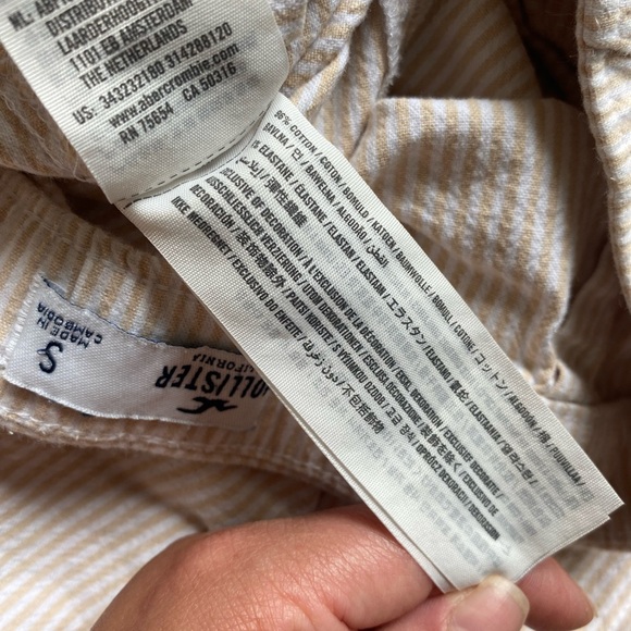 Hollister Ultra High Rise Cream & Yellow Pinstripe Mini Skirt – Size S - Picture 4 of 4